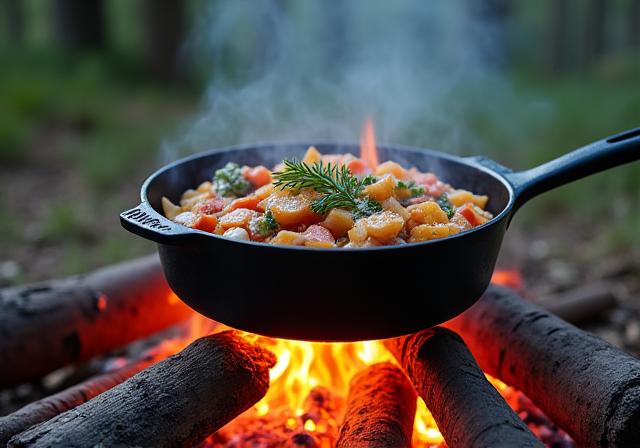 Outdoor cooking with wild ingredients